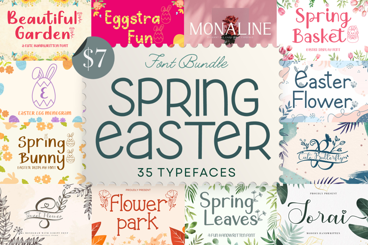 Spring Easter Font Bundle