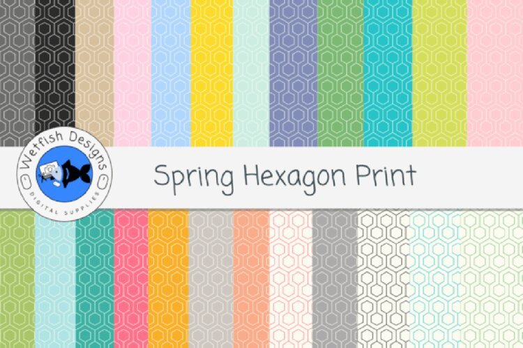 Spring Hexagon Print Papers example image 1