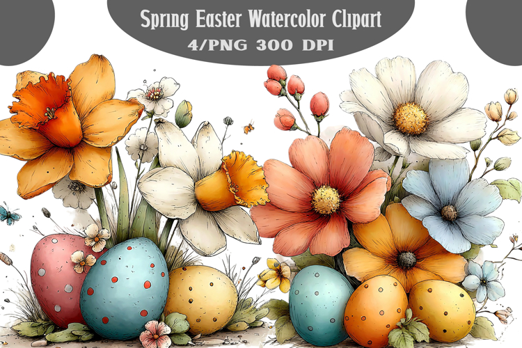 Spring Easter Watercolor Clipart