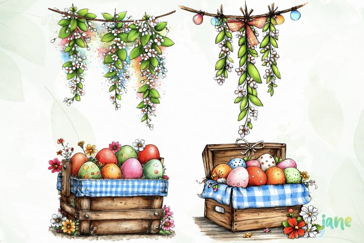 Spring Easter Watercolor Clipart