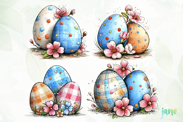 Spring Easter Watercolor Clipart