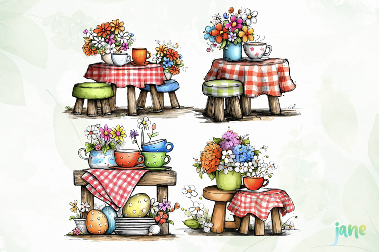 Spring Easter Watercolor Clipart