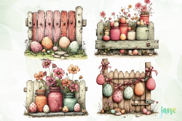 Spring Easter Watercolor Clipart