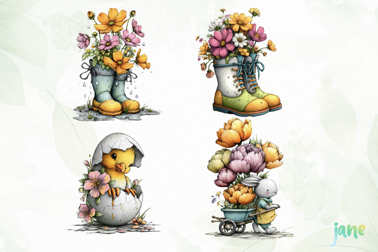 Spring Easter Watercolor Clipart