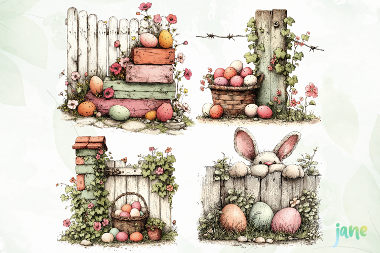 Spring Easter Watercolor Clipart