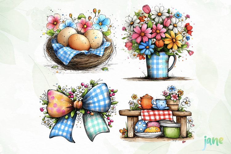 Spring Easter Watercolor Clipart
