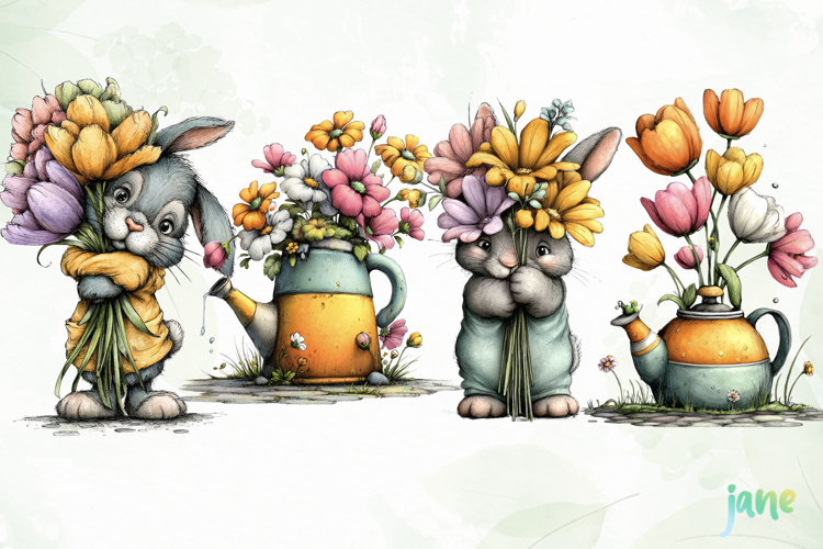 Spring Easter Watercolor Clipart