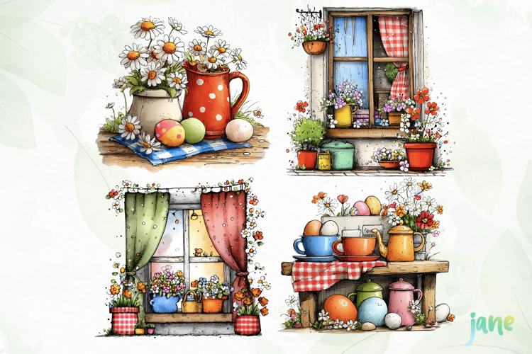 Spring Easter Watercolor Clipart