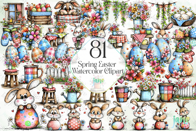 Spring Easter Watercolor Clipart