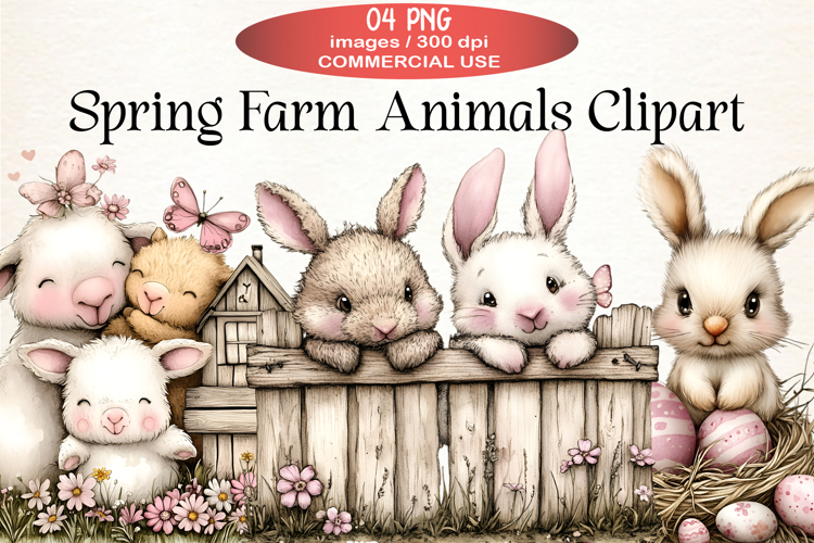 Spring Farm Animals Clipart