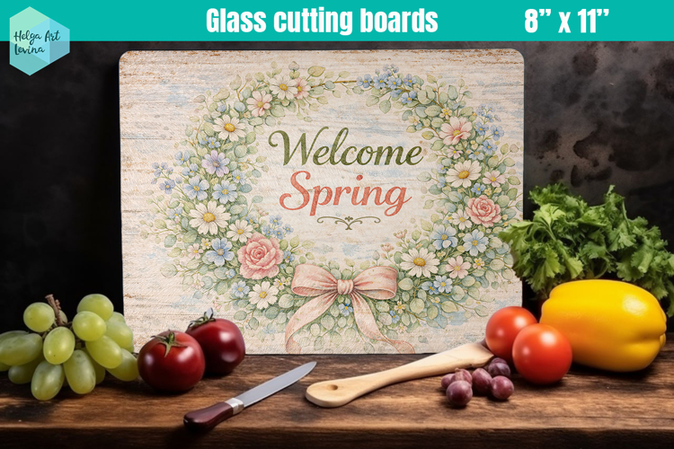 Spring Farmhouse Glass Cutting Boards Kitchen