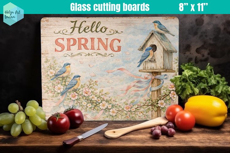 Spring Farmhouse Glass Cutting Boards Kitchen