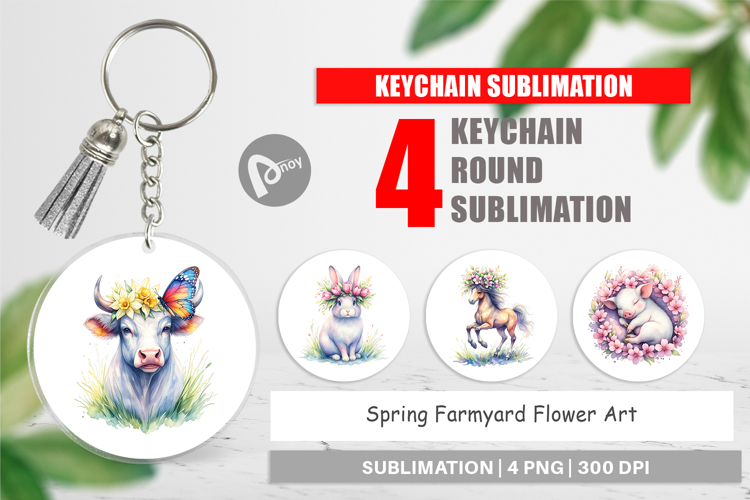 Spring Farmyard Flower Keychain