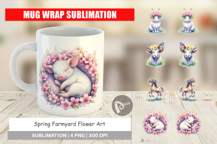 Spring Farmyard Flower Mug Wrap