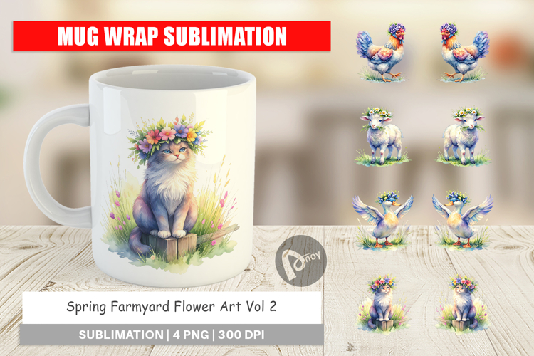 Spring Farmyard Flower Mug Wrap