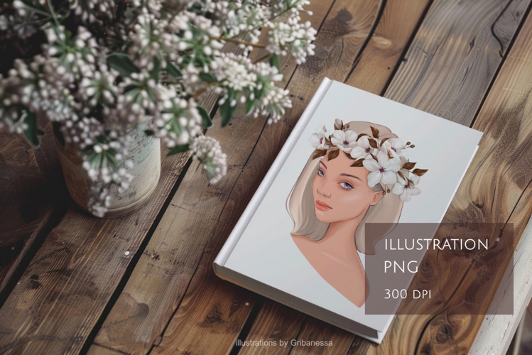 Spring Floral Blonde Girl Portrait