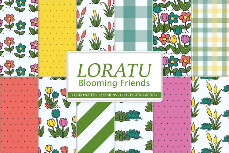 Floral Spring Digital Papers, Cute Bloom Patterns Background