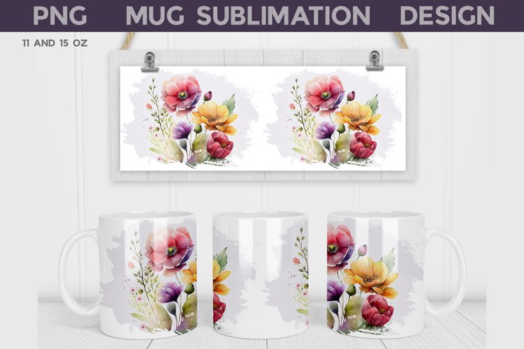 Spring Flowers Mug Wrap | Wildflowers Mug Sublimation