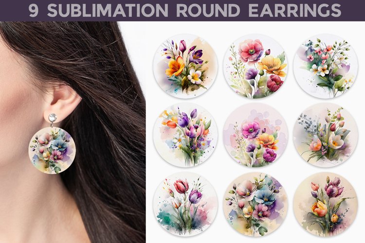 Spring Floral Round Earrings | Wildflowers Earrings example image 1
