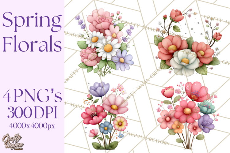 Spring Floral Clipart, Whimsical Flowers PNG, Pastel Tulips