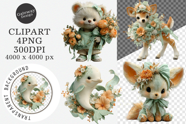 Spring flower animals clipart - Spring flower animal Png