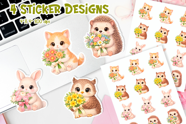 Spring Floral Animals | Coquette Stickers Printable