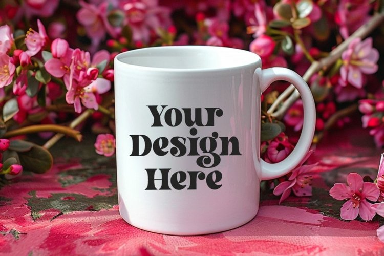 Spring Flower Background Coffee Mug White Mockup