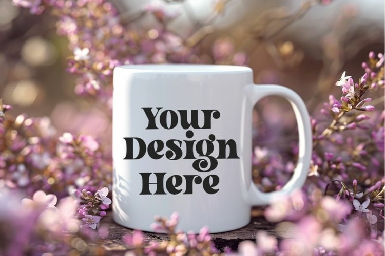 Spring Flower Background Coffee Mug White Mockup