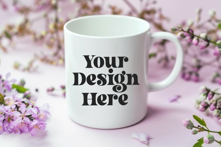 Spring Flower Background Coffee Mug White Mockup