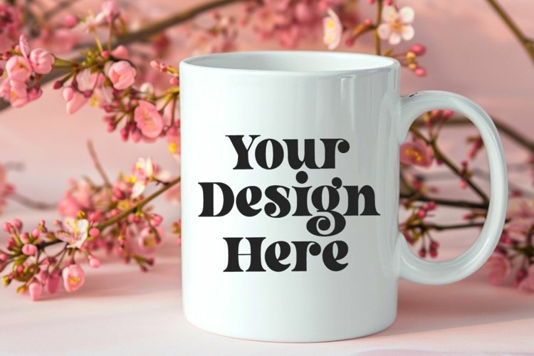 Spring Flower Background Coffee Mug White Mockup