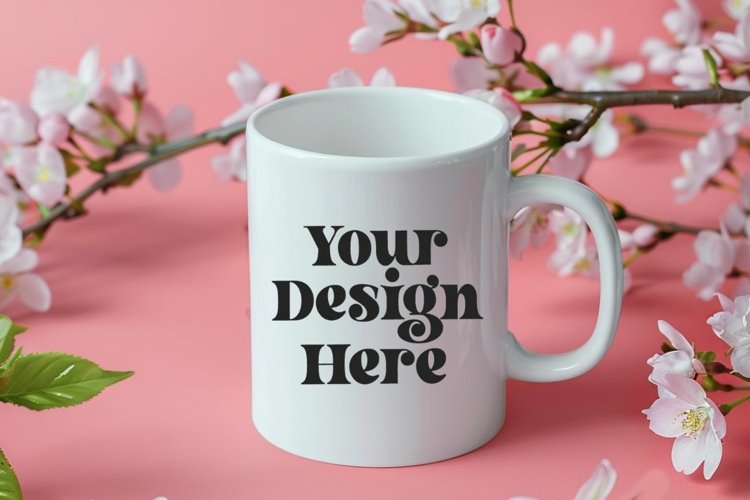 Spring Flower Background Coffee Mug White Mockup