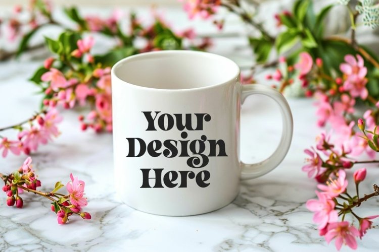 Spring Flower Background Coffee Mug White Mockup
