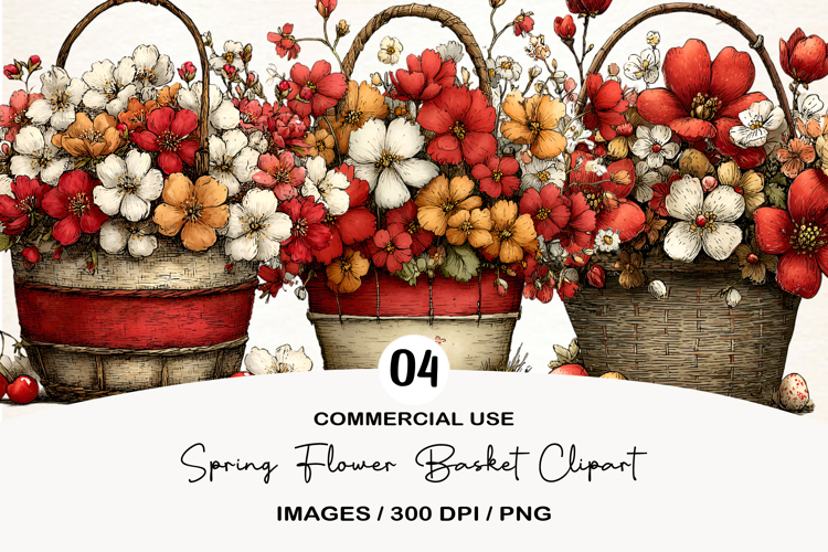 Spring Flower Basket Clipart