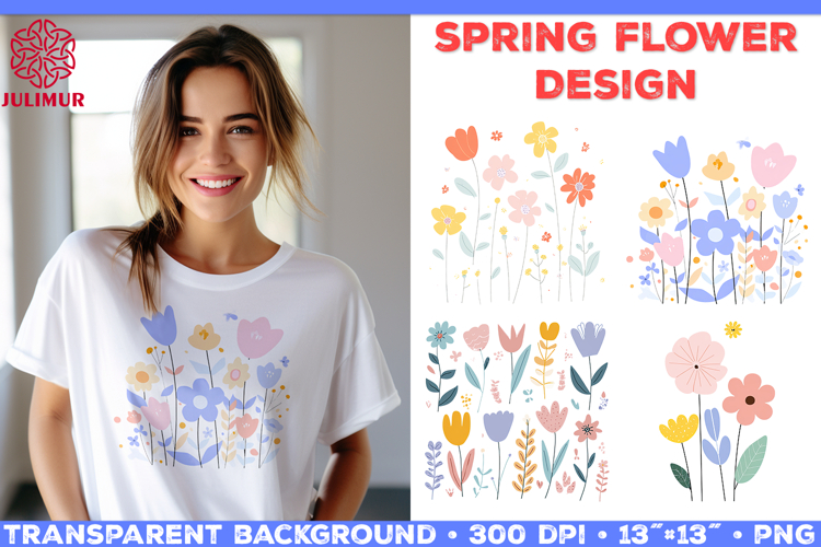 Spring Flower Sublimation Designs, Modern Botanical Floral