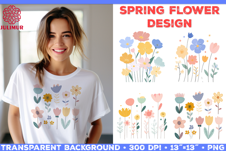 Spring Flower Sublimation Designs, Modern Botanical Floral