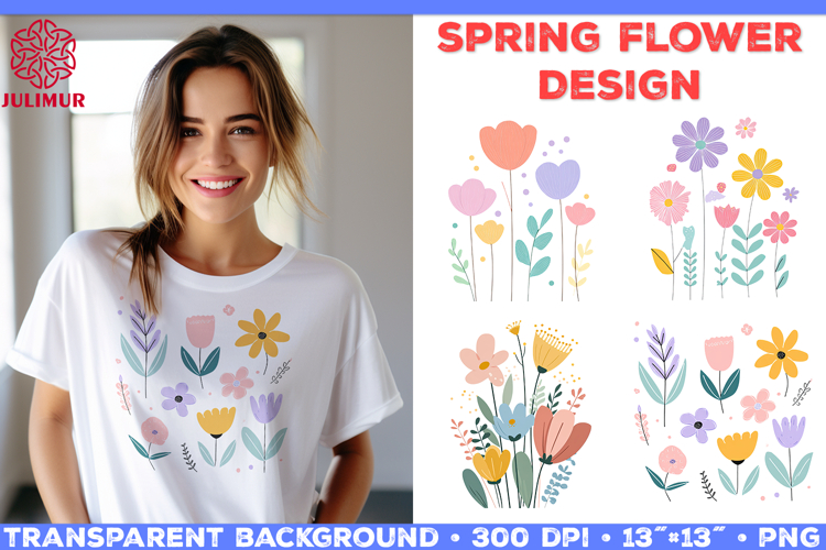 Spring Flower Sublimation Designs, Modern Botanical Floral