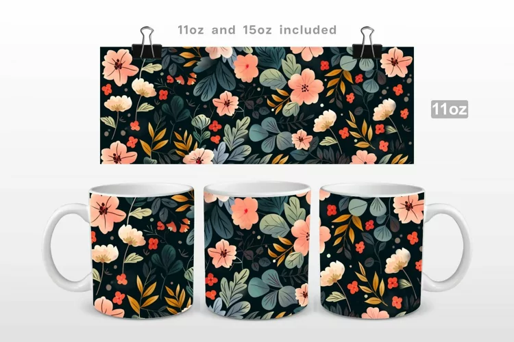 Spring Flowers Watercolor Mug Wrap