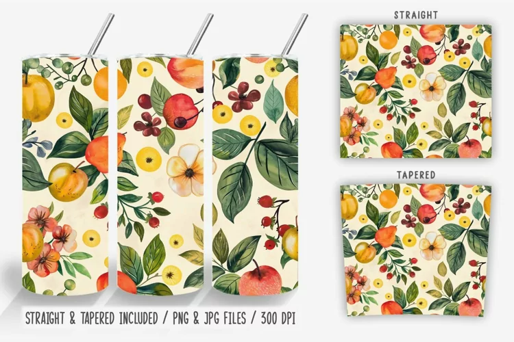 Spring Flowers and Fruits Tumbler Wrap
