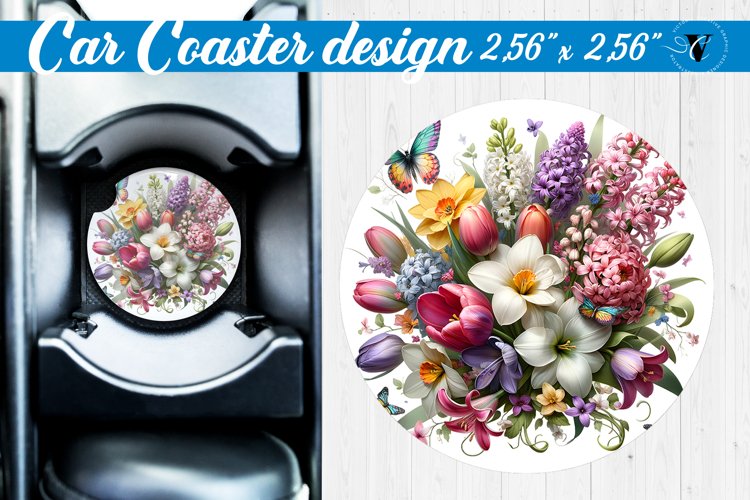 Car Coaster | Flowers Car coaster