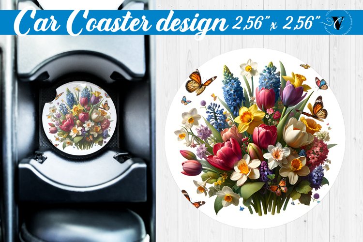 Car Coaster | Flowers Car coaster example image 1