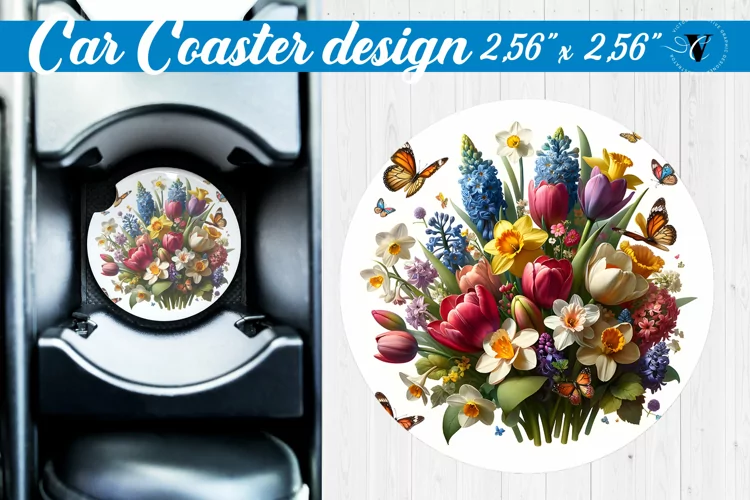 Car Coaster | Flowers Car coaster