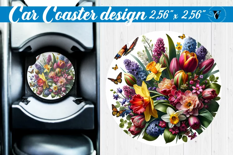 Car Coaster | Flowers Car coaster