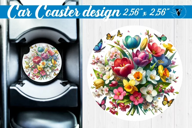 Car Coaster | Flowers Car coaster