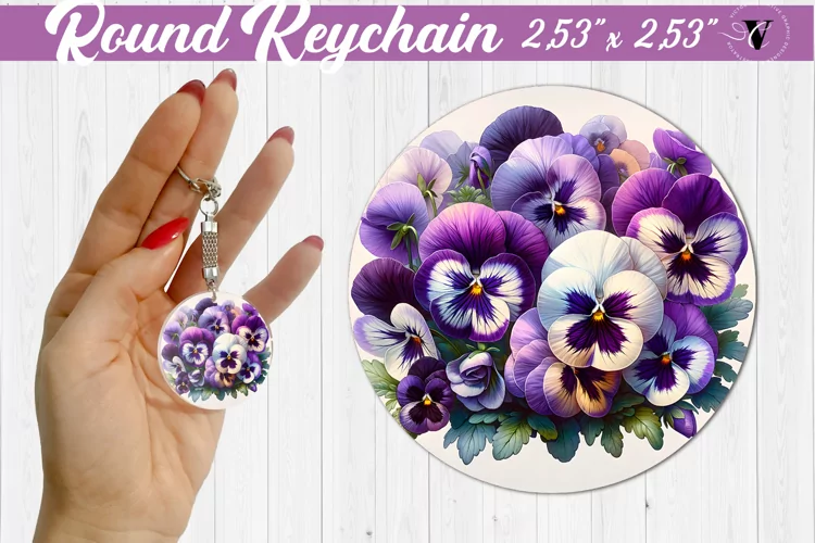 Round keychain sublimation | Spring flowers