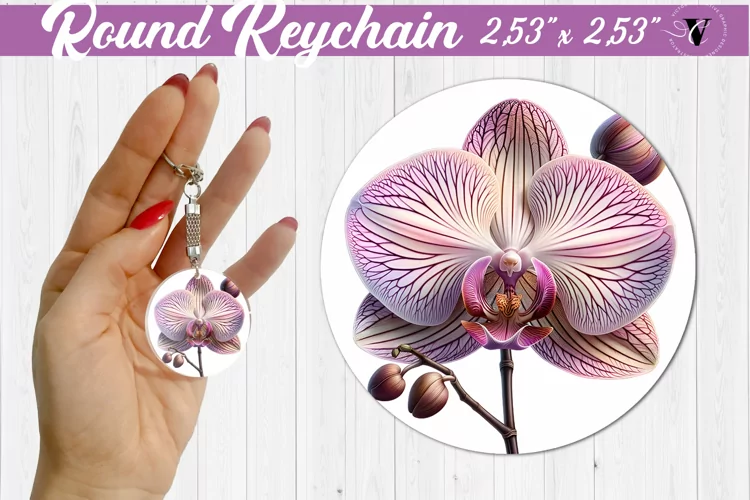 Round keychain sublimation | Spring flowers