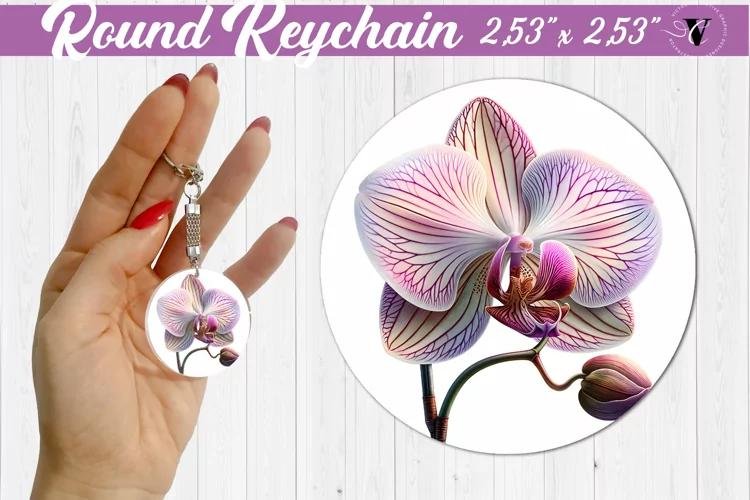Round keychain sublimation | Spring flowers