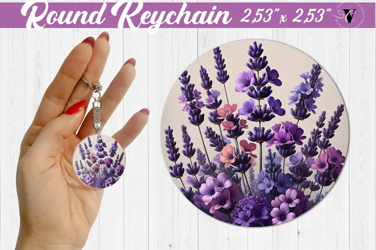 Round keychain sublimation | Spring flowers