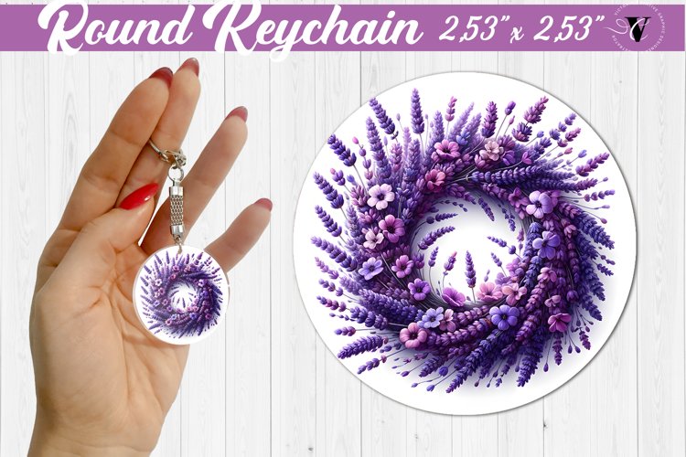 Round keychain sublimation | Spring flowers example image 1