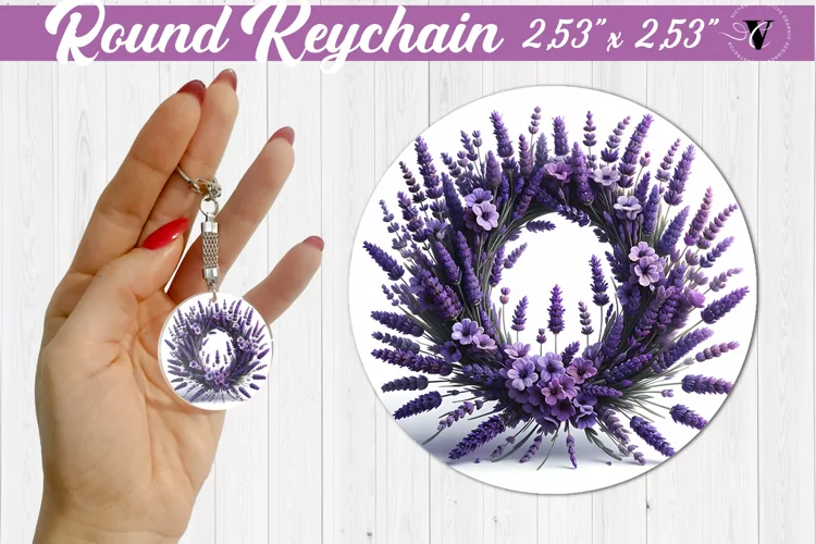 Round keychain sublimation | Spring flowers