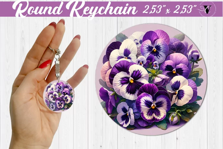 Round keychain sublimation | Spring flowers